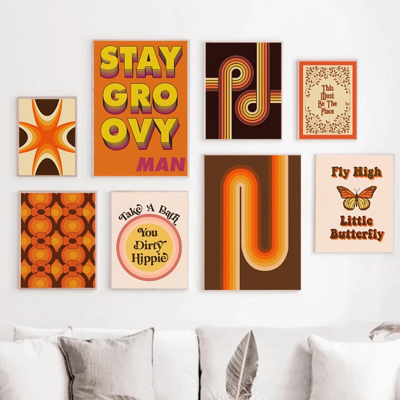 Retro 70s Hippie Art Print Vin - Home Decor Hippie avaliação e preço